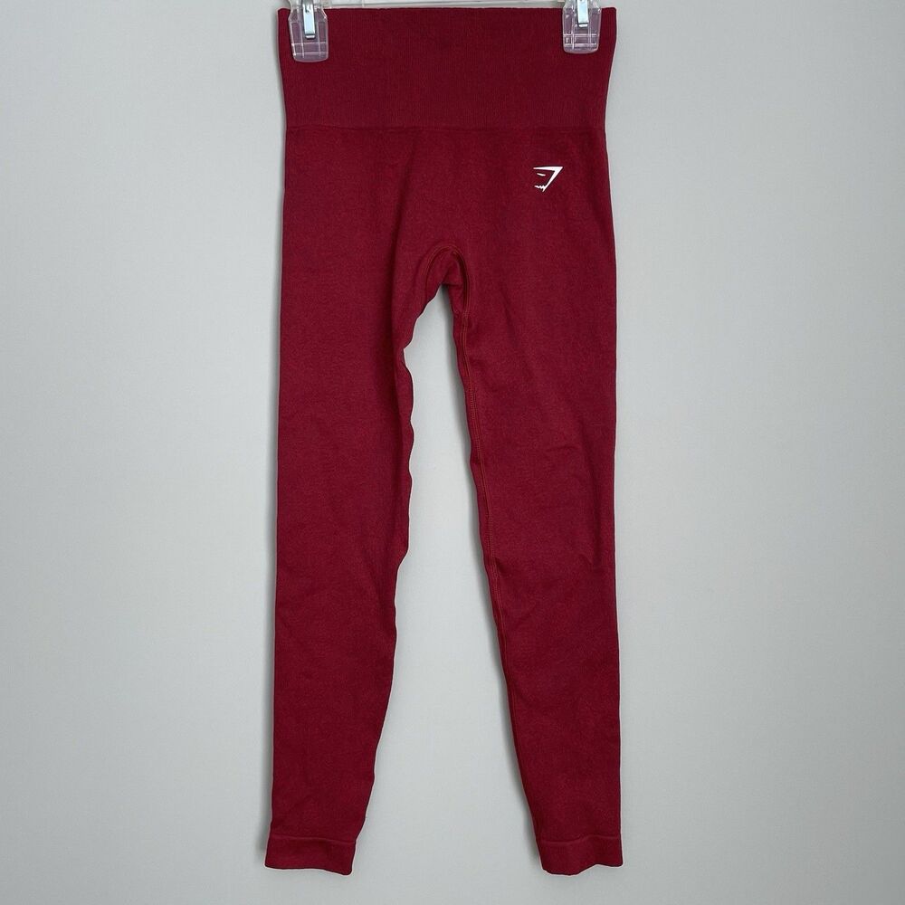Gymshark Size XS Red Seamless Leggings High Rise 7/8 Length 21.5" Inseam Workout